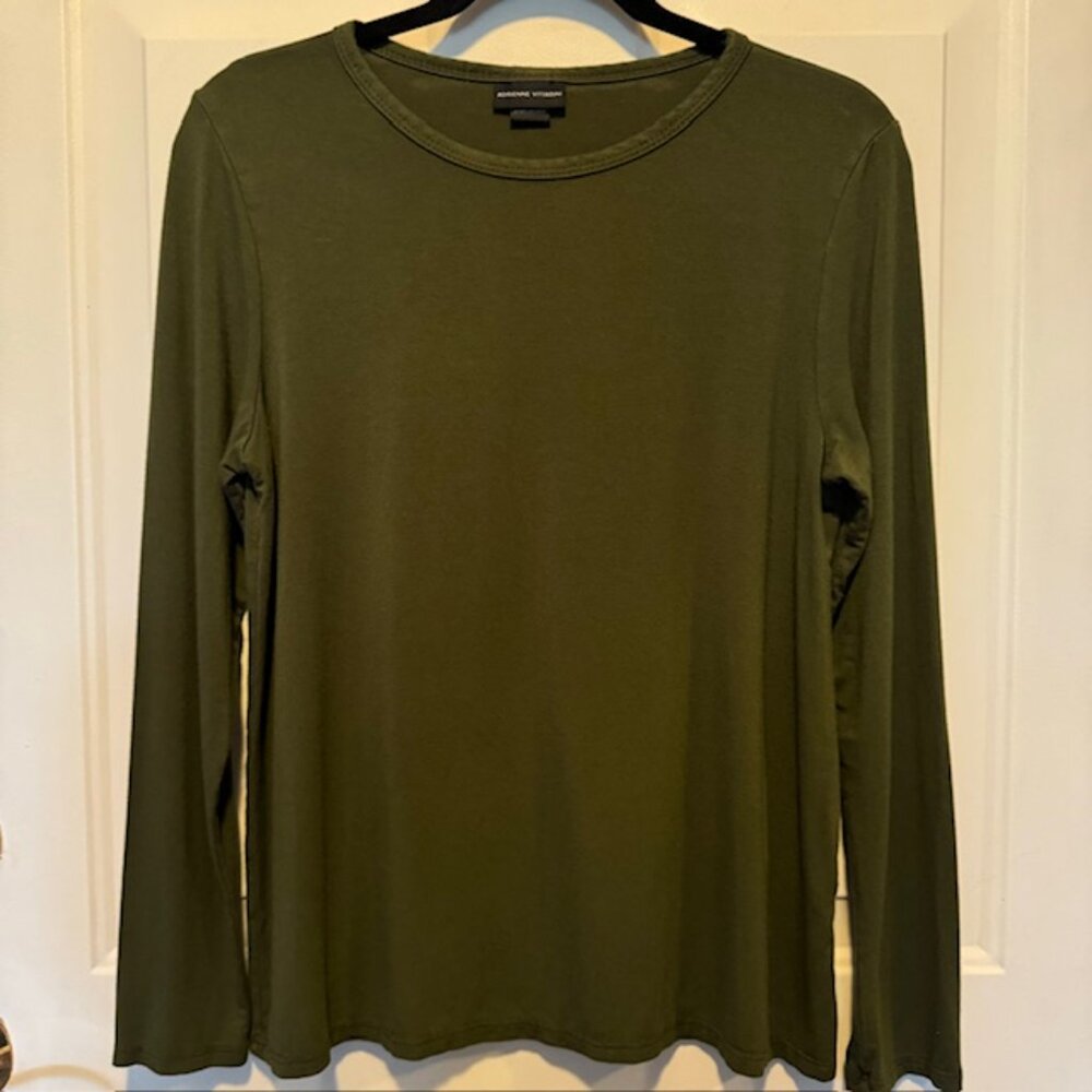 Adrienne Vittadini Green Long Sleeve Top Shirt sz M